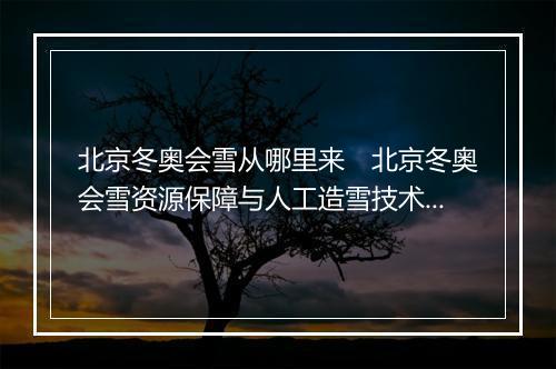 北京冬奥会雪从哪里来　北京冬奥会雪资源保障与人工造雪技术解析